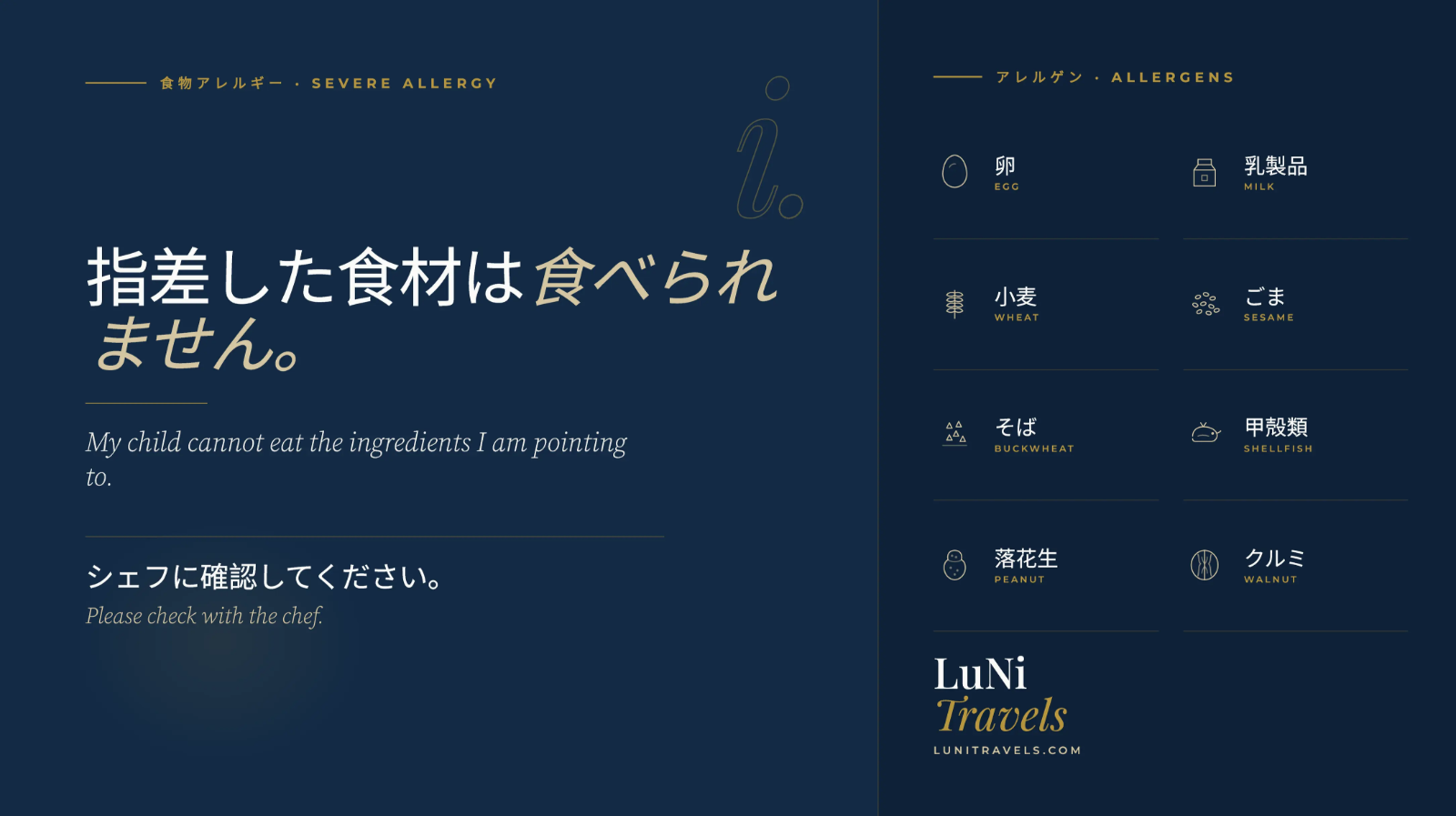 Food Allergy Translation Card preview