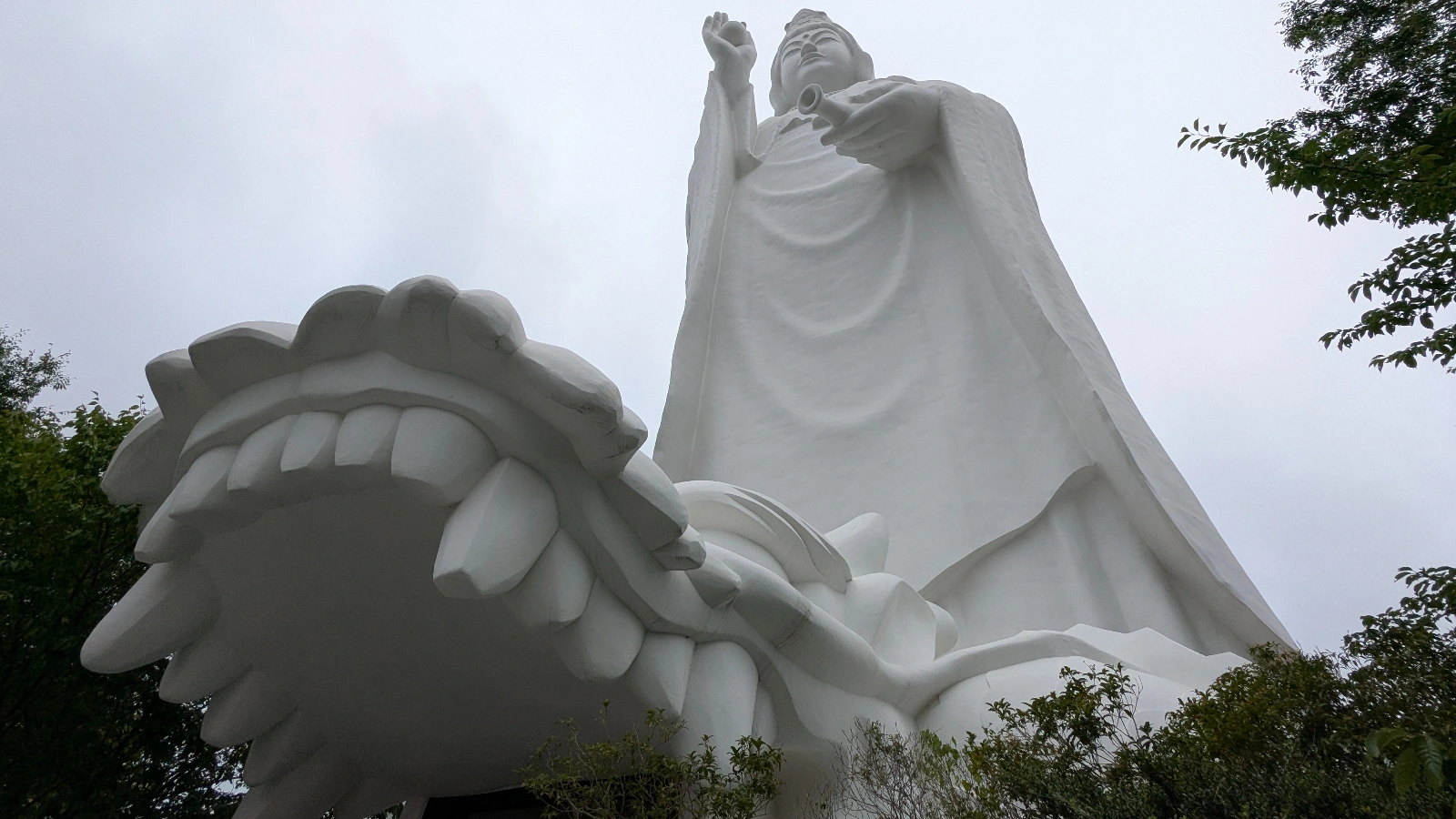 The dragon mouth entrance of the Sendai Dai Kannon White-Robed Colossus statue, where visitors begin their journey inside the towering landmark.